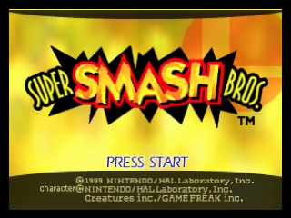 Super Smash Bros. title screen for Nintendo 64